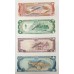 DOMINICAN REPUBLIC 1978 . FIVE 5, TEN 10, FIFTY 50, FIVE HUNDRED 500 PESOS ORO . SPECIMEN BANKNOTES